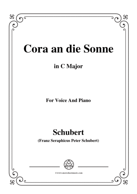 Schubert Cora An Die Sonne In C Major For Voice Piano Sheet Music