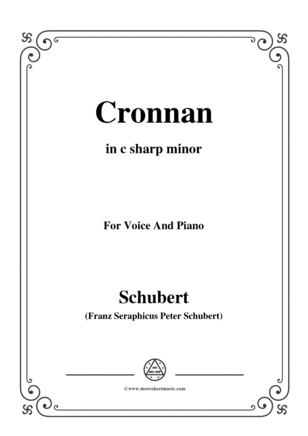 Schubert Cronnan In C Sharp Minor For Voice Piano Sheet Music