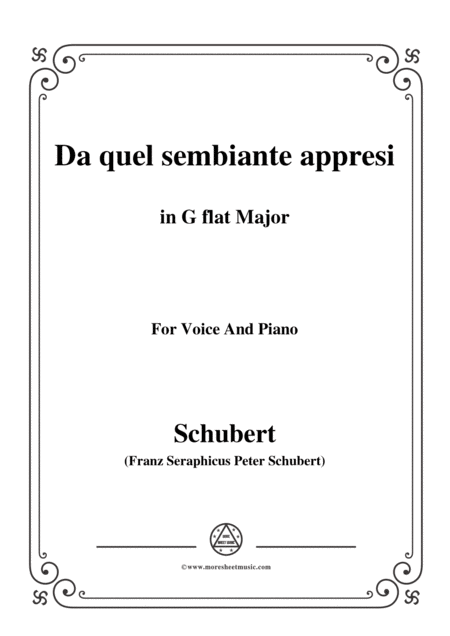 Free Sheet Music Schubert Da Quel Sembiante Appresi In G Flat Major For Voice And Piano