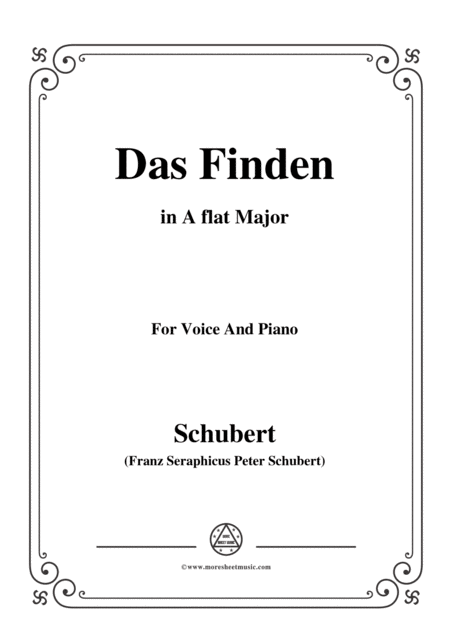 Schubert Das Finden In A Flat Major For Voice Piano Sheet Music