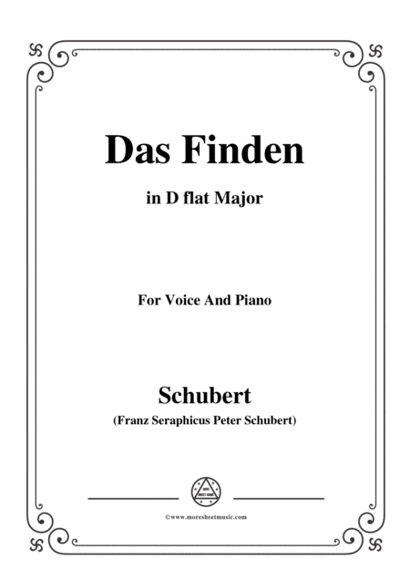 Schubert Das Finden In D Flat Major For Voice Piano Sheet Music