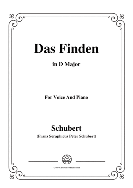 Schubert Das Finden In D Major For Voice Piano Sheet Music