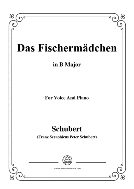 Schubert Das Fischermdchen In B Major For Voice And Piano Sheet Music