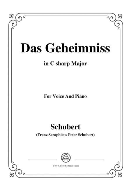 Free Sheet Music Schubert Das Geheimniss Op 173 No 2 In C Sharp Major For Voice Piano