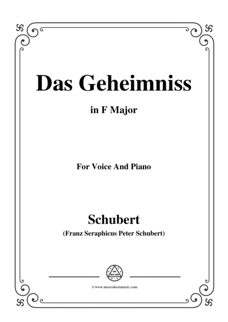 Free Sheet Music Schubert Das Geheimniss Op 173 No 2 In F Major For Voice Piano