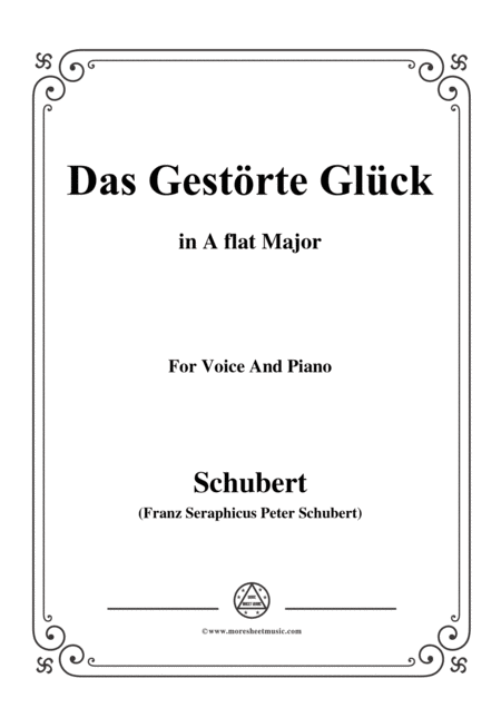 Schubert Das Gestrte Glck In A Flat Major For Voice Piano Sheet Music