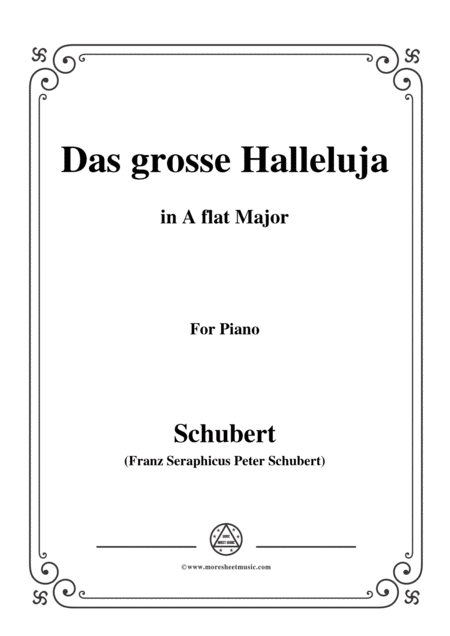 Schubert Das Grosse Halleluja In A Flat Major For Voice And Piano Sheet Music