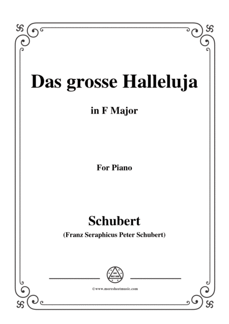 Schubert Das Grosse Halleluja In F Major For Voice And Piano Sheet Music