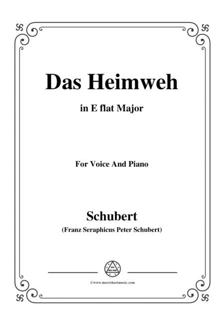 Free Sheet Music Schubert Das Heimweh In E Flat Major For Voice Piano