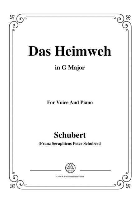 Free Sheet Music Schubert Das Heimweh In G Major For Voice Piano