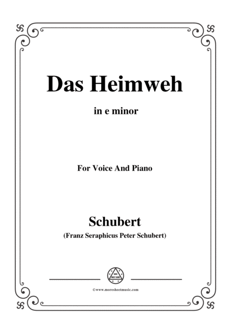 Schubert Das Heimweh Op 79 No 1 In E Minor For Voice And Piano Sheet Music