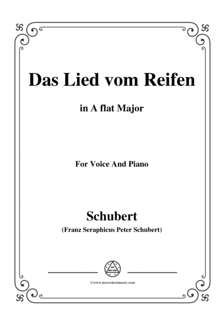 Schubert Das Lied Vom Reifen Song Of The Frost D 532 In A Flat Major For Voice Piano Sheet Music