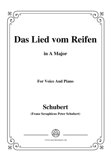 Schubert Das Lied Vom Reifen Song Of The Frost D 532 In A Major For Voice Piano Sheet Music