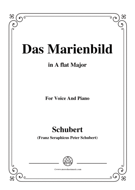 Free Sheet Music Schubert Das Marienbild In A Flat Major For Voice Piano