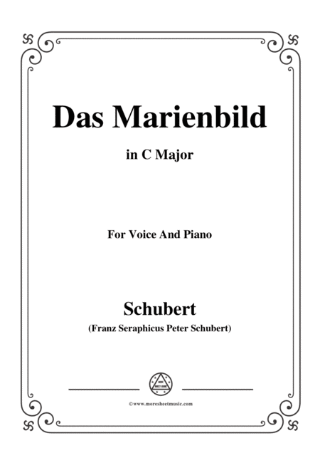 Schubert Das Marienbild In C Major For Voice Piano Sheet Music