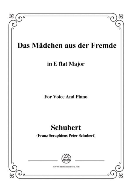 Schubert Das Mdchen Aus Der Fremde In E Flat Major For Voice Piano Sheet Music