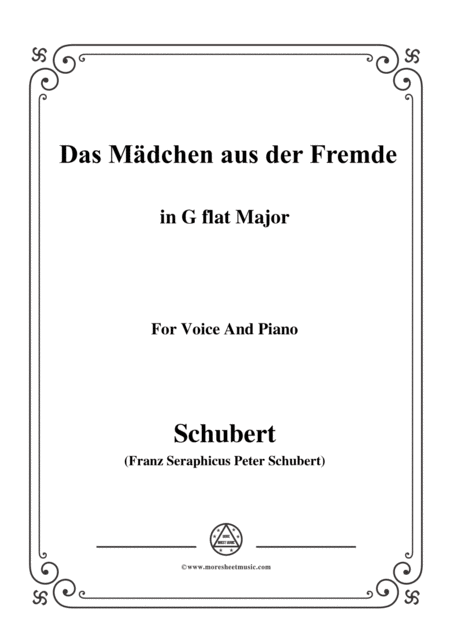 Schubert Das Mdchen Aus Der Fremde In G Flat Major For Voice Piano Sheet Music