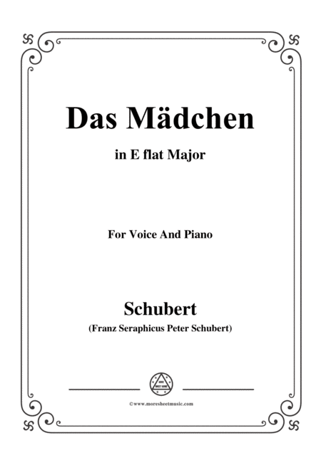 Schubert Das Mdchen In E Flat Major For Voice Piano Sheet Music