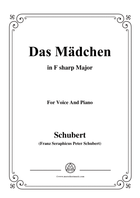 Free Sheet Music Schubert Das Mdchen In F Sharp Major For Voice Piano