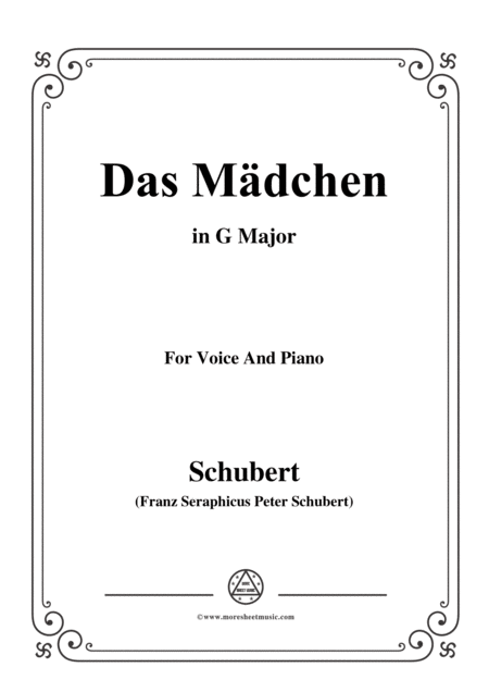 Free Sheet Music Schubert Das Mdchen In G Major For Voice Piano