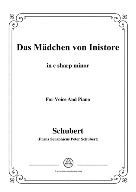 Free Sheet Music Schubert Das Mdchen Von Inistore In C Sharp Minor For Voice And Piano