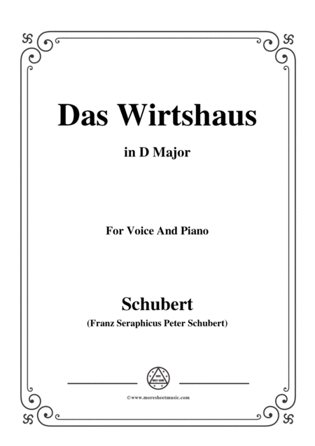 Schubert Das Wirtshaus In D Major Op 89 No 21 For Voice And Piano Sheet Music