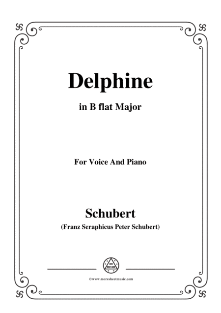 Free Sheet Music Schubert Delphine In B Flat Major For Voice And Piano