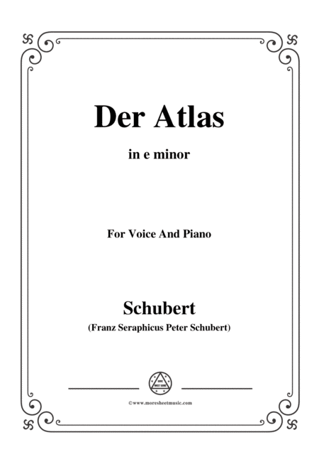 Free Sheet Music Schubert Der Atlas In E Minor For Voice Piano