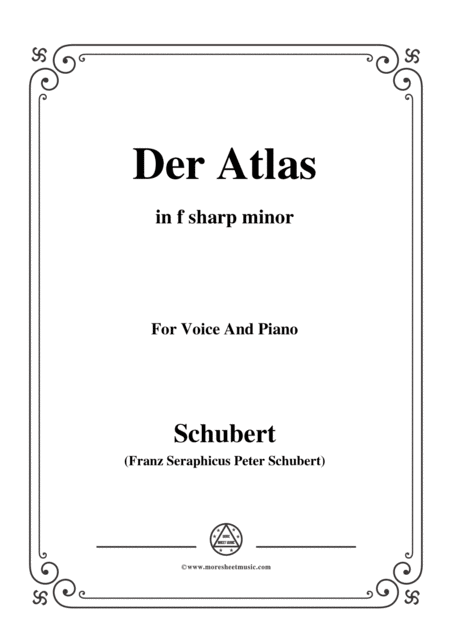 Schubert Der Atlas In F Sharp Minor For Voice Piano Sheet Music