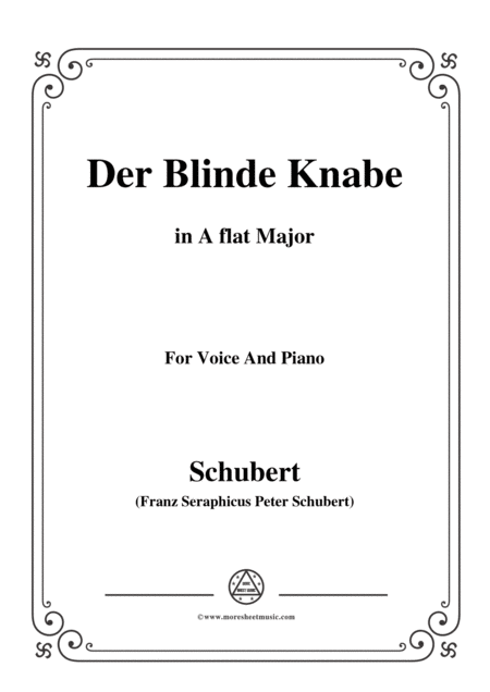 Schubert Der Blinde Knabe Op 101 In A Flat Major For Voice Piano Sheet Music