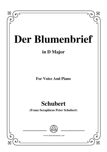 Free Sheet Music Schubert Der Blumenbrief In D Major For Voice Piano