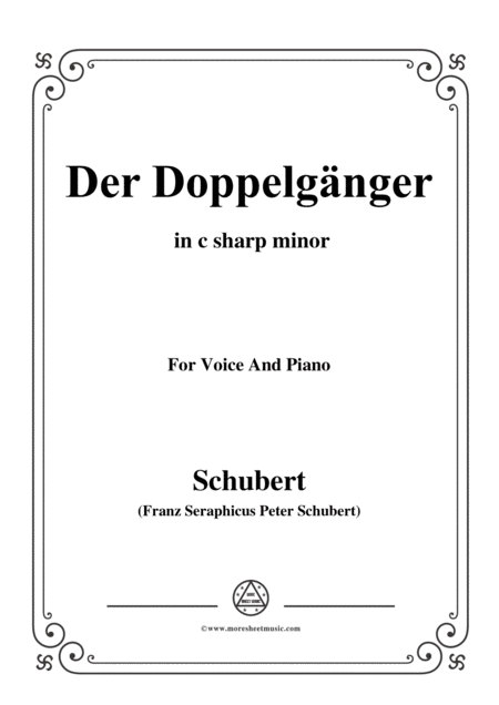 Free Sheet Music Schubert Der Doppelgnger In C Sharp Minor For Voice Piano