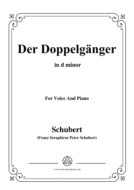 Free Sheet Music Schubert Der Doppelgnger In D Minor For Voice Piano