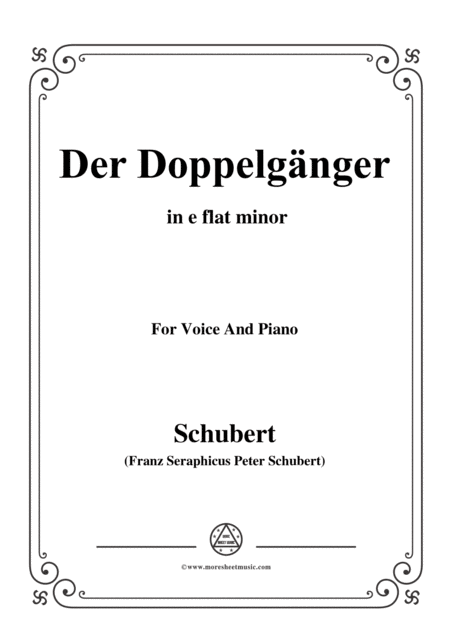 Schubert Der Doppelgnger In E Flat Minor For Voice Piano Sheet Music