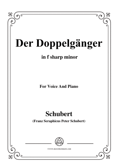 Free Sheet Music Schubert Der Doppelgnger In F Sharp Minor For Voice Piano