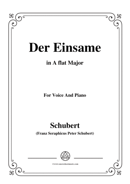 Free Sheet Music Schubert Der Einsame Op 41 In A Flat Major For Voice Piano