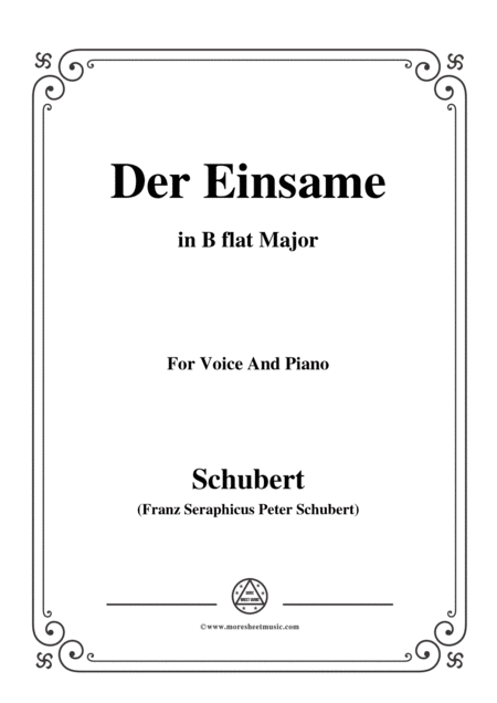 Schubert Der Einsame Op 41 In B Flat Major For Voice Piano Sheet Music