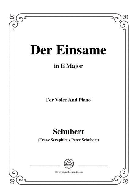 Schubert Der Einsame Op 41 In E Major For Voice Piano Sheet Music