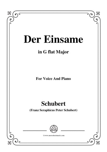 Schubert Der Einsame Op 41 In G Flat Major For Voice Piano Sheet Music