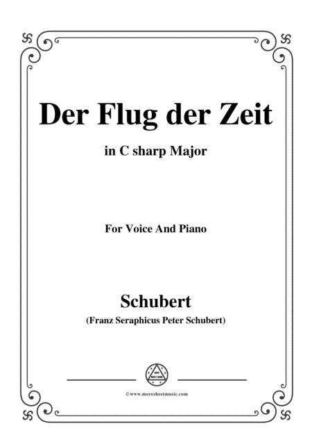 Schubert Der Flug Der Zeit In C Sharp Major Op 7 No 3 For Voice And Piano Sheet Music