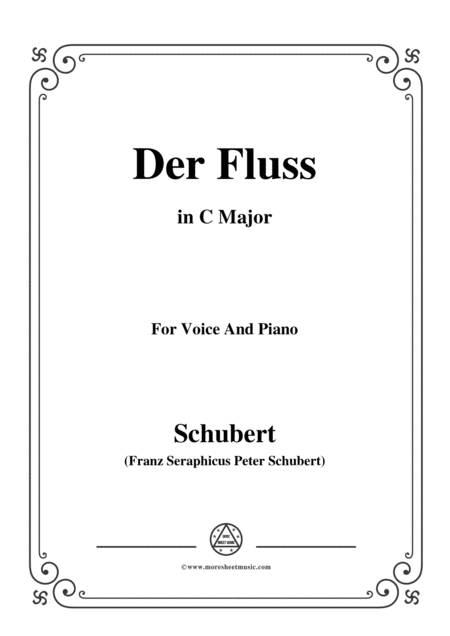 Schubert Der Fluss In C Major For Voice Piano Sheet Music