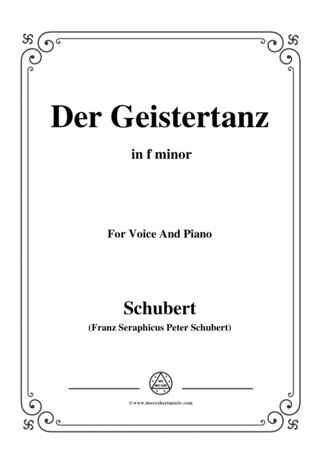 Schubert Der Geistertanz In F Minor For Voice And Piano Sheet Music