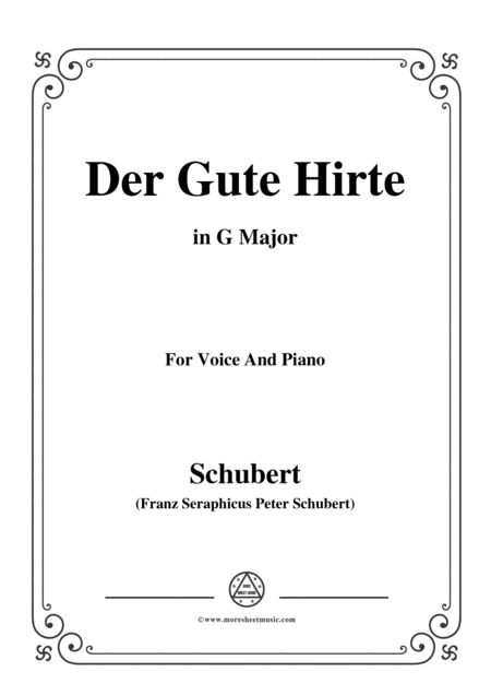 Free Sheet Music Schubert Der Gute Hirte In G Major For Voice Piano