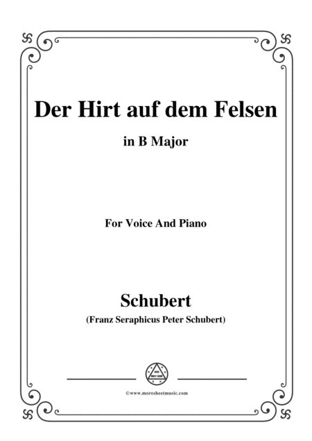 Free Sheet Music Schubert Der Hirt Auf Dem Felsen Op 129 In B Major For Voice Piano