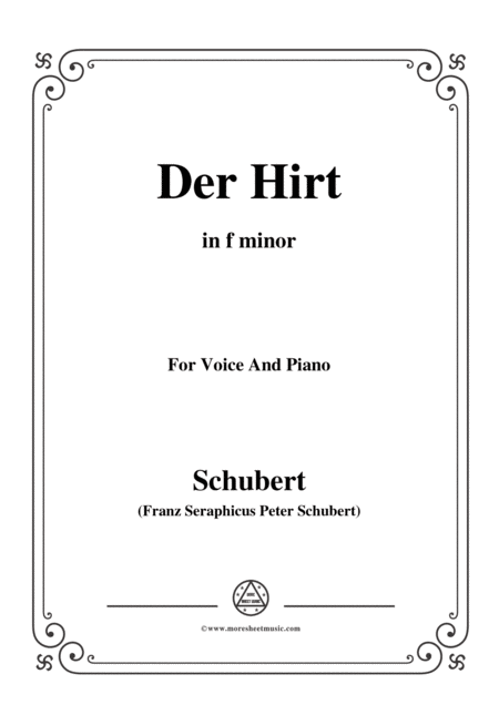 Schubert Der Hirt In F Minor D 490 For Voice And Piano Sheet Music