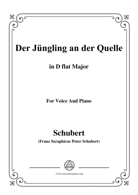 Schubert Der Jngling An Der Quelle In D Flat Major For Voice Piano Sheet Music