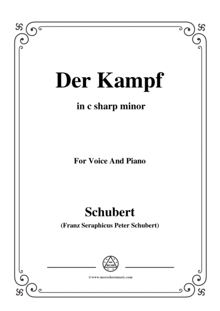 Schubert Der Kampf Op 110 In C Sharp Minor For Voice Piano Sheet Music