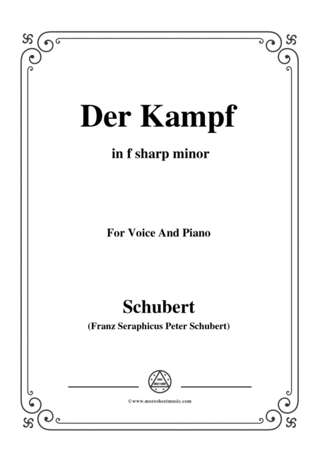 Schubert Der Kampf Op 110 In F Sharp Minor For Voice Piano Sheet Music