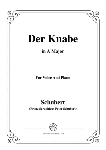 Schubert Der Knabe In A Major For Voice Piano Sheet Music