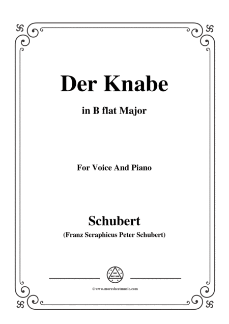 Schubert Der Knabe In B Flat Major For Voice Piano Sheet Music